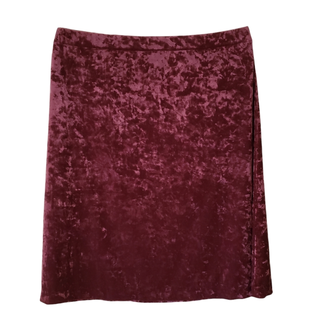 J.Jill Skirt Pinot Wine Crushed Velvet Look Size Large NWT